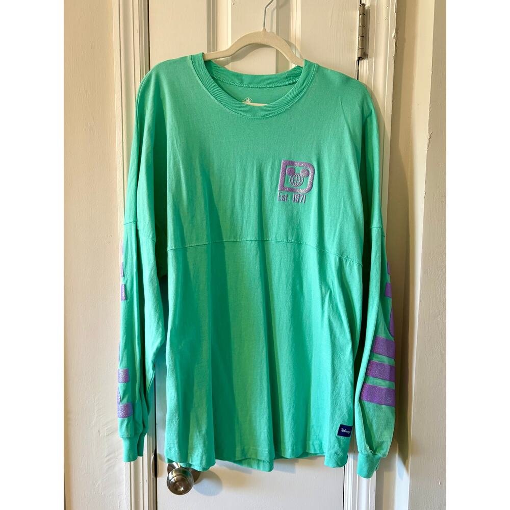 Disney Parks Teal Mint Green Purple Glitter Adult Spirit Jersey
